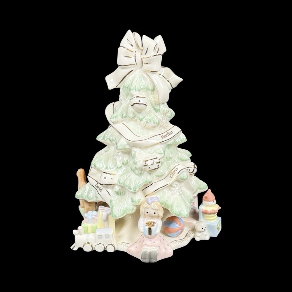 LENOX Porcelain Holiday Traditions Christmas Tree w/ Toys Personalized 9"